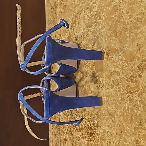 WOMEN'S BRIGHT ROYAL BLUE ZARA T STRAP SHOES SANDALS PUMPS HEELS SZ 38 $120 - Picture 4 of 6